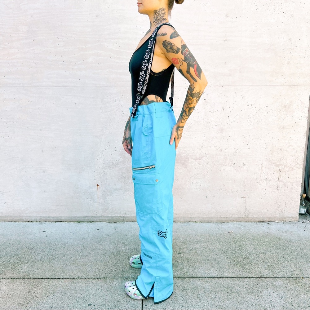 SAGA/Preowned Women's Ski Snow Pants With Suspenders Blue XL
